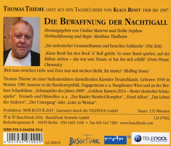 Die Bewaffnung der Nachtigall.Tagbücher 1968-1997 1