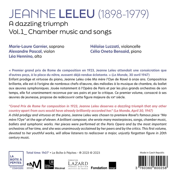 Une consécration éclatante: Musique de chambre et 1