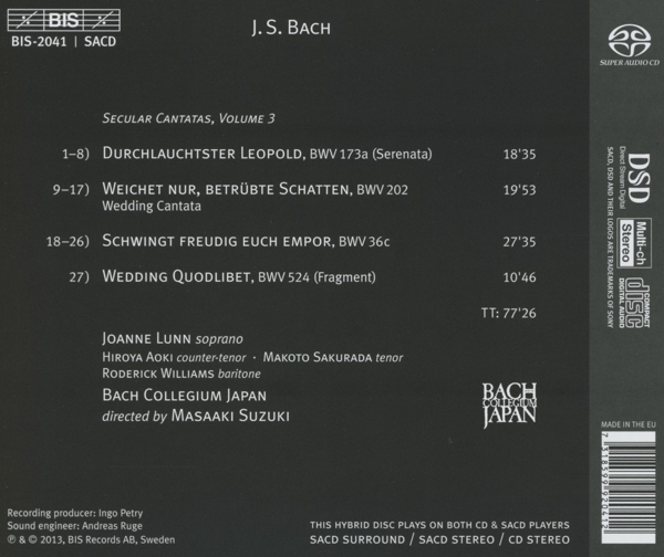 Lunn / Suzuki / Bach Collegium Japan / Aoki / Saku 1