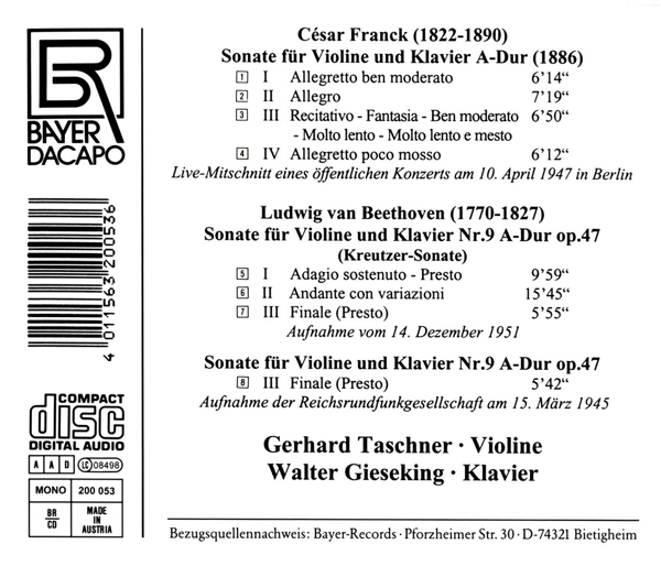 Sonaten Für Violine & Klavier 1
