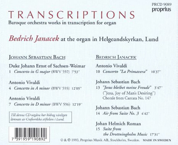Transkriptionen Für Orgel 1