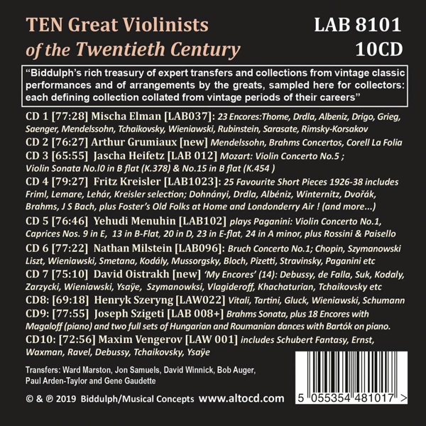 当店の記念日 新品 8101 10CD☆LAB etc) Violinists(Oistrakh/Milstein