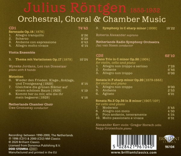 Röntgen:Orchestral, Choral And Chamber Music 1