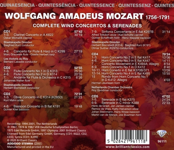 Mozart:Complete Wind Concertos & Serenades (QU) 1