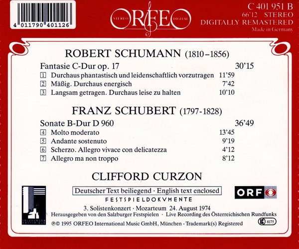 Fantasie C-Dur op.17/ Sonate B-Dur D 960 1