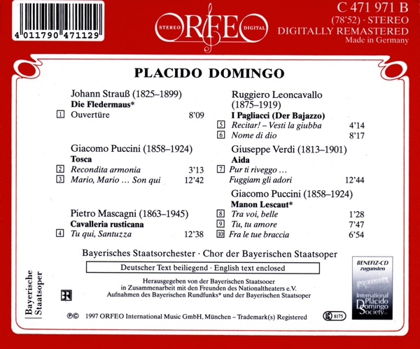 Domingo Highlights:Fledermaus/ Tosca/ Aida/ Manon 1