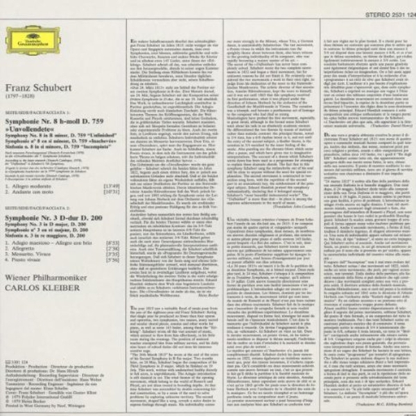 Schubert: No.8 Unvollendete (180 G) 1