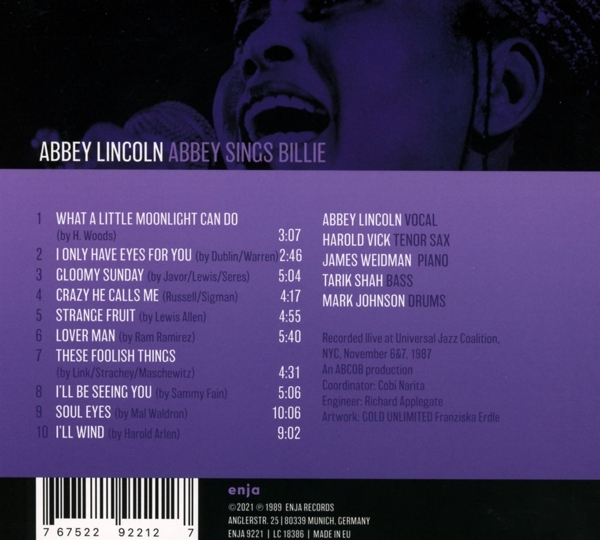 Abbey Sings Billie-enja Jazz Classics 1