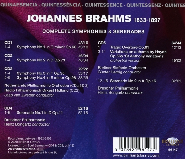 Brahms:Complete Symphonies & Concertos (QU) 1