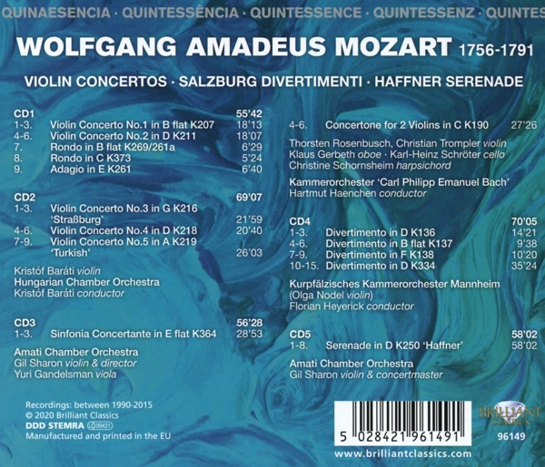 Mozart:Music For Violin (QU) 1