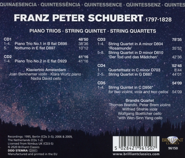 Schubert:Piano Trios, String Quintet, Quartets (QU) 1