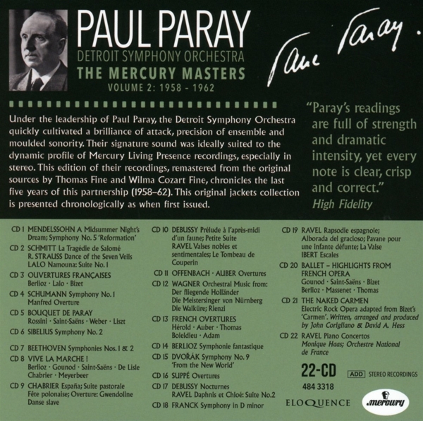 Paul Paray / Detroit Symphony Orchestra -Die Mercury-Master vol.2