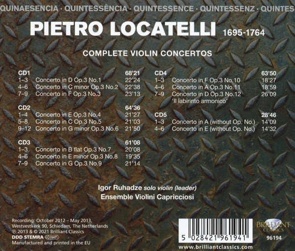 Locatelli:Complete Violin Concertos (QU) 1