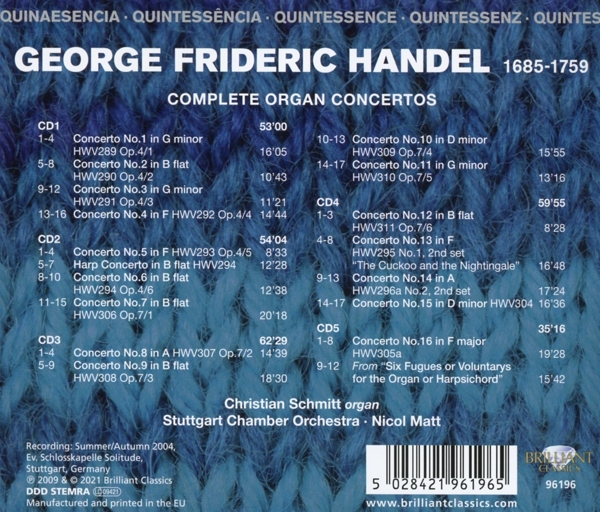 Händel:Complete Organ Concertos (QU) 1