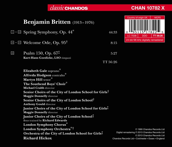 Spring Symphony/ Welcome Ode/ Psalm 150 1