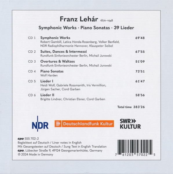 Symphonic Works · Piano Sonatas · 39 Lieder 1