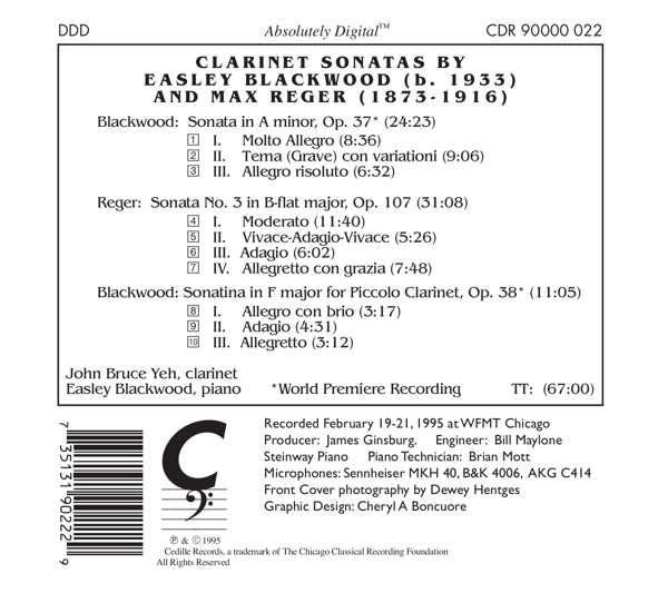 Clarinet Sonatas By Blackwood & Reger 1