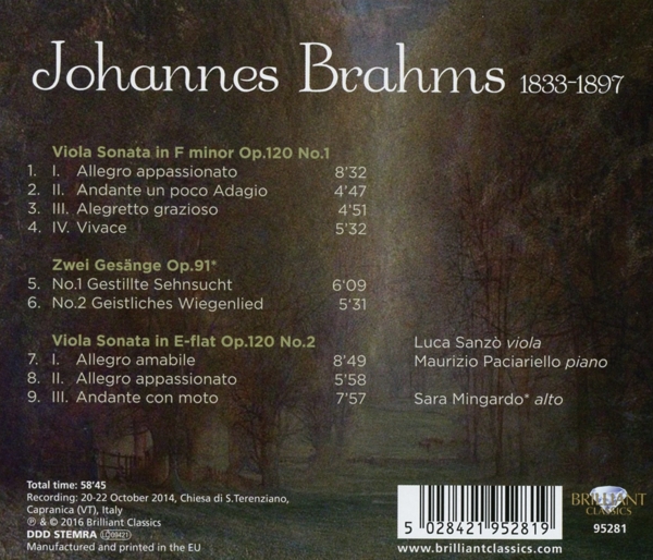 Viola Sonatas & 2 Gesänge 1