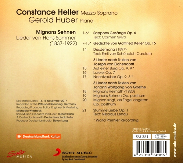 Mignons Sehnen-Lieder von Hans Sommer 1