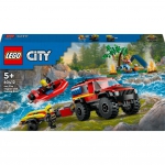 LEGO - 60412 Bombero de la ciudad con bote de rescate, juguete de construccin