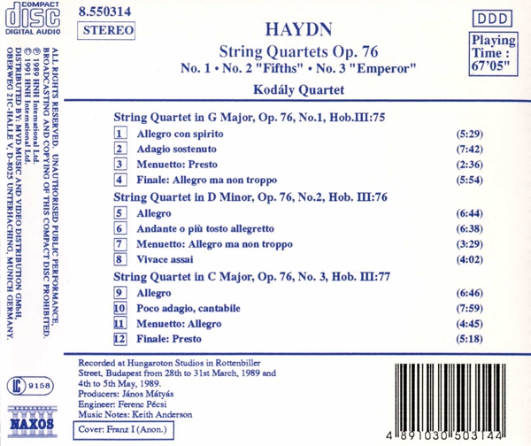 Streichquartette op.76, 1-3 1