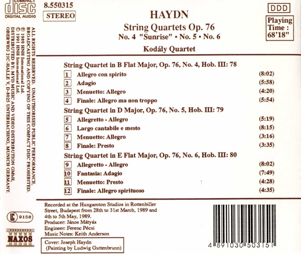Streichquartette op.76, 4-6 1