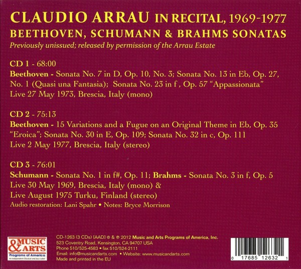 Claudio Arrau in Recital 1969-1977 1