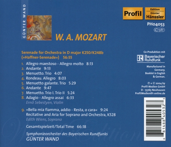 Haffner-Serenade/ Bella Mia Fiamma 1