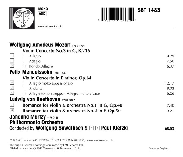 Violinkonzert 3, K 216/ Violinkonzert op.64/ Ro 1