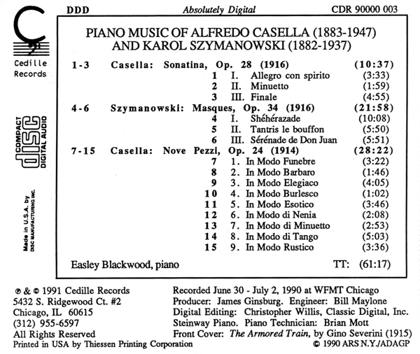 Piano Music By Casella & Szymanowsk 1