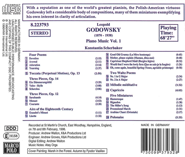 GODOWSKY, KLAVIERMUSIK-VOL. 1