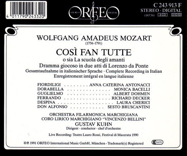 Cosi fan tutte-Dramma giocoso in due atti 1