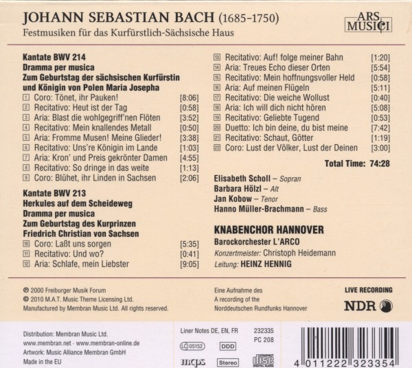 Festmusiken (BWV 213/ 214) Für Das 1