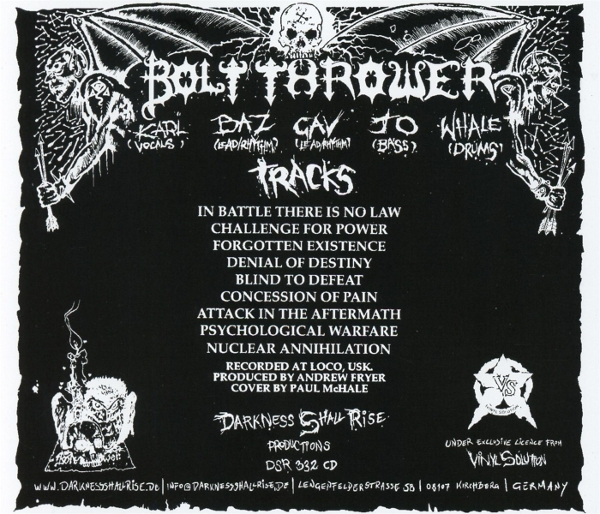 Bolt Thrower -In Battle There Is No Law -Darkness Shall Rise CD