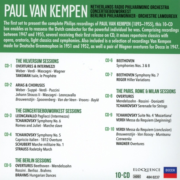Paul van Kempen: Sämtliche Philips-Aufnahmen 1