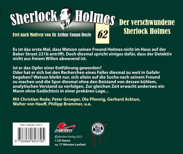 Folge 62 - Der Verschwundene Sherlock Holmes 1