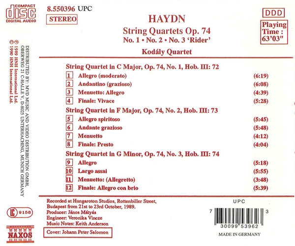 Streichquartette op.74, 1-3 1