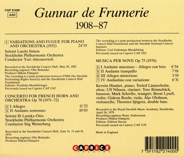 Var.& Fugue For Pi.& Ork/ Horn Con 1
