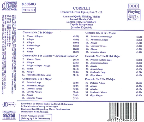Concerti Grossi op.6, 7-12 1