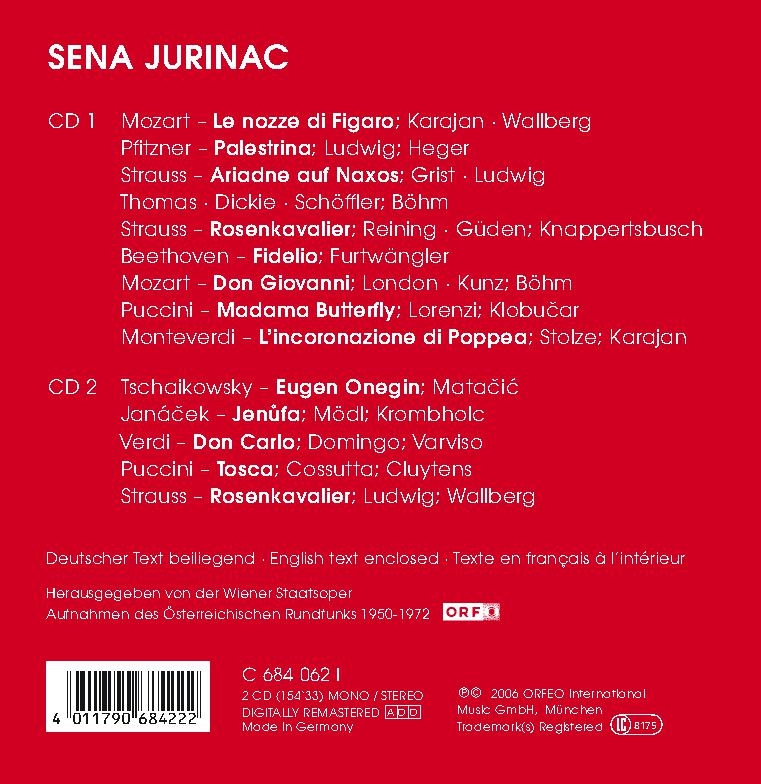 Oper:Figaro/ Madama Butterfly/ Jenufa/ Ariadne/ + 1