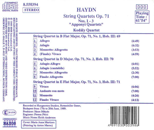 Streichquartette op.71, 1-3 1