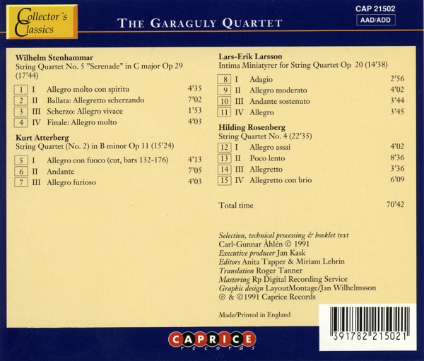 Memorable Swedish String Quartets 2 1