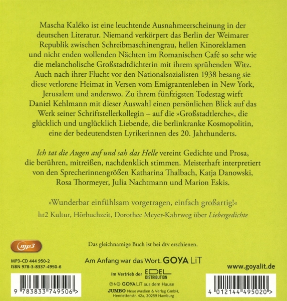 Ich Tat Die Augen Auf Und Sah Das Helle(Gedichte&P 1