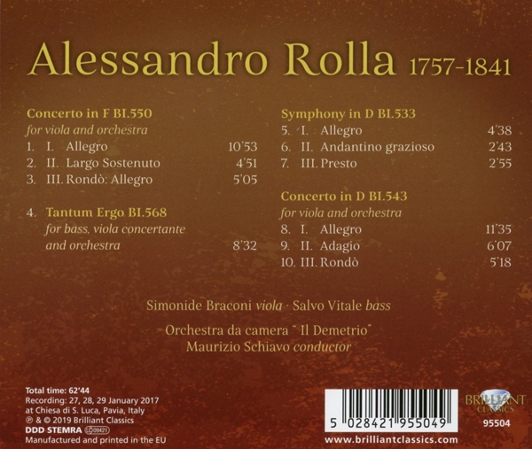 Rolla:Concertos For Violin And Orchestra, Sinfonia 1