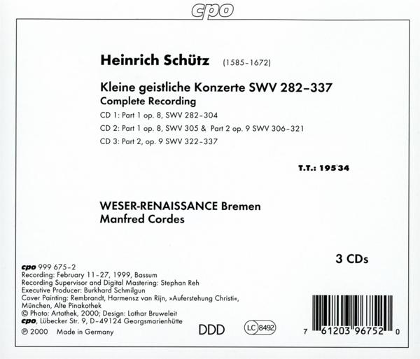 Kleine Geistliche Konzerte SWV 282-337 (Gesamtaufn 1