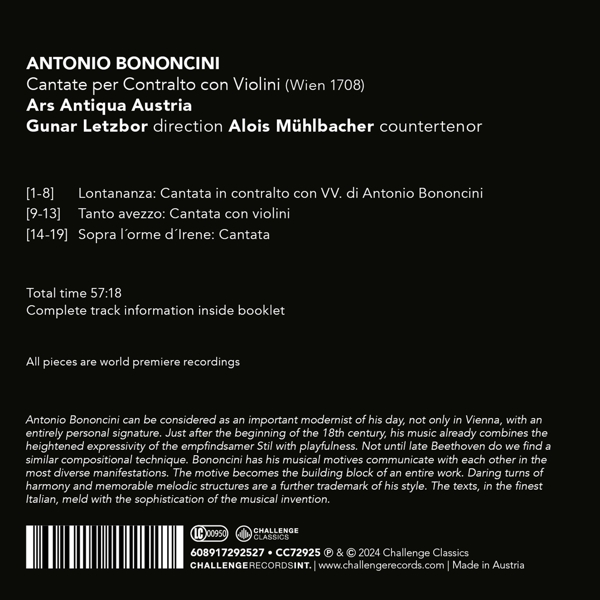 Antonio Bonicini: Cantate Per Contralto Con Violin 1