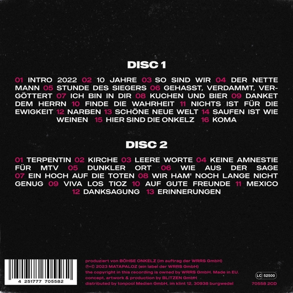 40 Jahre Onkelz - Live im Waldstadion (2CD) 1
