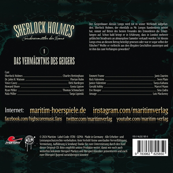 Sherlock Holmes 09: Das Vermächtnis Des Geigers 1