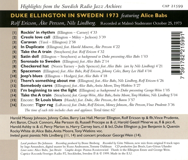 Duke Ellington in Sweden 1973 1