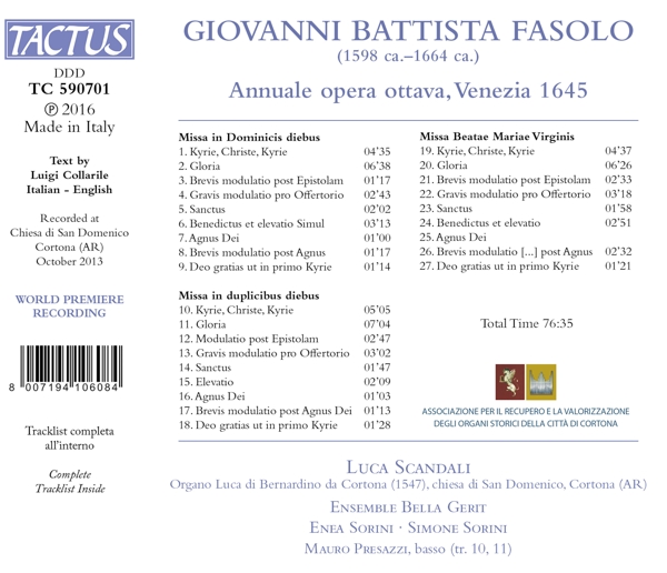 Annuale Opera Ottava, Venezia 1645 1